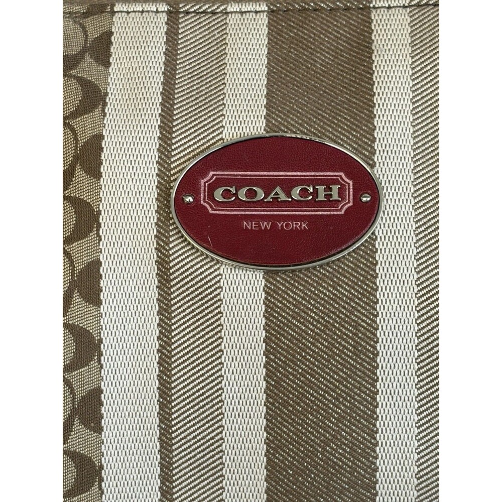 COACH LEGACY Red/Khaki Jacquard Signature Stripe Molly Two way Satchel 21154 - Picture 2 of 16
